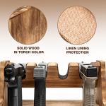 DGWJSU Pistol Rack Gun Safe, Real Wood Handgun Rack Holder for Gun Cabinet Accessories, Rustic Style Gun Rack Organizer for Nightstand, Gifts for Men