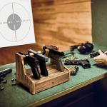 DGWJSU Pistol Rack Gun Safe, Real Wood Handgun Rack Holder for Gun Cabinet Accessories, Rustic Style Gun Rack Organizer for Nightstand, Gifts for Men