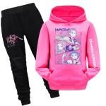 Girls 2 Piece Outfits Long Sleeve Hooded Sweatshirt and Sweatpants Tracksuits Cute Cartoon Anime Clothing Sets