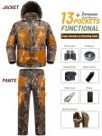 NEW VIEW Camo Hunting Clothes for Men, Quiet Warm Fleece Lining, Cold Weather Deer Hunting Jacket and Pants with Face Mask