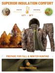 NEW VIEW Camo Hunting Clothes for Men, Quiet Warm Fleece Lining, Cold Weather Deer Hunting Jacket and Pants with Face Mask