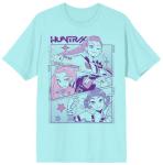 Kpop Demon Hunters Panel Art Blue Glass Huntrix Adult Crew Neck Short Sleeve T-Shirt-Small