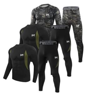 MEETYOO Thermal Underwear for Men 3 Sets Long Johns Fleece Lined Hunting Gear Bottom Top Set Base Layer Cold Weather