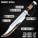 RISING CRAFTS 14" Crocodile Dundee Bowie Knife-Fixed Blade Knife With Sheath-Survival Knife-Hunting Knife-Tactical Knife for Camping, Outdoor, Bushcraft - Gift for Men