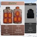 GVDV Heated Vest for Men for Hunting with Battery Pack,Camo Size Adjustable Heated Jacket, 8 Heating Zones, L-3XL