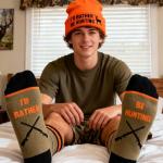 Hunting Gifts for Men, Funny Winter Hat Beanie Cap and Socks, Gifts for Men Him Boys Dad Boyfriend Husband Grandpa