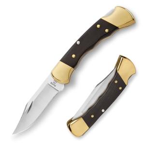 Buck Knives 112 Ranger Folding Knife with Finger Grooves and Leather Sheath