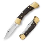 Buck Knives 112 Ranger Folding Knife with Finger Grooves and Leather Sheath