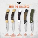 Buck Knives 112 Ranger Folding Knife with Finger Grooves and Leather Sheath