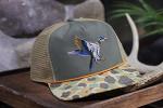 Paramount Outdoors Wood Duck Trucker Rope Cap Mesh Back Vintage Waterfowl Duck Hunting Cap in Olive Throwback Camo