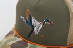 Paramount Outdoors Wood Duck Trucker Rope Cap Mesh Back Vintage Waterfowl Duck Hunting Cap in Olive Throwback Camo