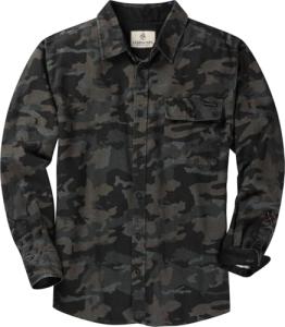 Legendary Whitetails Mens Flannel Shirt Long Sleeve Button Down 100% Cotton, Nocturnal Camo, LRG