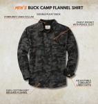 Legendary Whitetails Mens Flannel Shirt Long Sleeve Button Down 100% Cotton, Nocturnal Camo, LRG