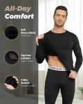 WEERTI Thermal Underwear for Men Long Johns with Fleece Lined Base Layer Men Cold Weather Top Bottom Black