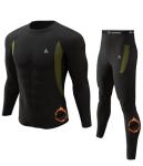 CL convallaria Thermal Underwear for Men, Long Johns Winter Hunting Gear Sport Base Layer Top and Bottom Set Midweight Black L