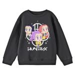 Kpop Demon Hunters HuntrX Excited Kawaii Chibi Art Youth Black Crew Neck Long Sleeve Sweatshirt