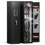 3-4 Gun Storage Cabinet, Gun Safes for Rifles and Pistols with Detachable Partitions, Fire Proof Gun Safe for Rifles and Pistols with Detachable & Adjustable Gun Stocks