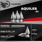 Harpex Aquiles .22 Cal Airgun Pellets – 20.1 Grain Pointed Arrow Head Design – High Penetration Lead Pellets for Target Shooting, Small Game & Precision Performance – 200 Count