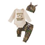 GOOCHEER Newborn Baby Boy Clothes Hunting Long Sleeve Romper Shirt Tops Pants Fall Winter Outfits Hat Set (Army Green, 3-6 Months)