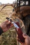 Old Timer 156OT Lil’ Finger 6.6in Full Tang Fixed Blade Knife with 2.5in High Carbon SS Drop Point Blade, Sawcut Handle, and Leather Belt Sheath for Hunting, Skinning, Field Dressing, and Outdoors