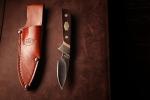 Old Timer 156OT Lil’ Finger 6.6in Full Tang Fixed Blade Knife with 2.5in High Carbon SS Drop Point Blade, Sawcut Handle, and Leather Belt Sheath for Hunting, Skinning, Field Dressing, and Outdoors