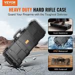 VEVOR Rifle Case, Rifle Hard Case with 4 Layers Fully-protective Foams, 42 inch Lockable Hard Gun Case with Wheels, IP67 Waterproof & Crushproof, for Two Rifles or Shotguns, Black