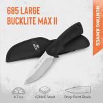 Buck Knives 685 Large BuckLite Max II Hunting Knife, 4" Fixed Blade, Dynaflex Rubber Handle, 420HC Stainless Steel Drop Point Blade, Sheath Included, Knife Made in the USA, 4.7 oz