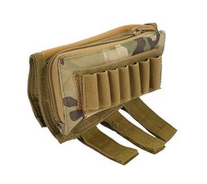 FARMSOLDIER Rifle Stock Pack, Cheek Pad Buttstock Ammo Holder Pouch,Tactical Buttstock Shotgun Rifle Shell Holder Cheek Rest Pouch Multi-camo