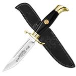 DISPATCH 250th Anniversary Commemorative Fixed Blade Knife, 10.2'' Mirror Polished Stainless Steel Full Tang Blade with Dual Fullers, Gold-Plated Guard & Pommel, Resin Handle, Composite Leather Sheath