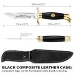 DISPATCH 250th Anniversary Commemorative Fixed Blade Knife, 10.2'' Mirror Polished Stainless Steel Full Tang Blade with Dual Fullers, Gold-Plated Guard & Pommel, Resin Handle, Composite Leather Sheath