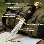 DISPATCH 250th Anniversary Commemorative Fixed Blade Knife, 10.2'' Mirror Polished Stainless Steel Full Tang Blade with Dual Fullers, Gold-Plated Guard & Pommel, Resin Handle, Composite Leather Sheath