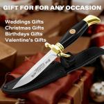 DISPATCH 250th Anniversary Commemorative Fixed Blade Knife, 10.2'' Mirror Polished Stainless Steel Full Tang Blade with Dual Fullers, Gold-Plated Guard & Pommel, Resin Handle, Composite Leather Sheath