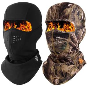 WTACTFUL Camo Face Mask for Men Windproof Camouflage Balaclava Hunting Face Cover Winter Fleece Warm Thermal for Cold Weather Skiing Snowboarding Motorcycle Cycling 2 Pack