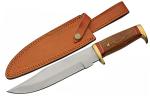 SZCO Full Tang Hunting Knife 12.25 Inch - Skinning Knives with Stainless Steel Blade, Inlay Wood Handle & Leather Sheath - Camping Knife for hunting and Hiking - Bowie knife for Men