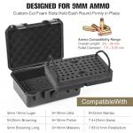 Hydrocase 9mm Ammo Case, Compatible with Magazines, Compact Waterproof Lockable Ammo Storage Case for Ammunition, Portable and Durable 9mm Ammo Box, Suitable for Travel,Home and Range Use