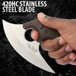 Hibben Legacy Tundra Ulu Knife | Gil & Wesley Hibben Design | Mirror-Polished 420HC Stainless Steel Curved Blade | 7 1/4 Inch Overall | Black/Brown Micarta Handle Scales | Genuine Leather Belt Sheath