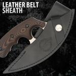 Hibben Legacy Tundra Ulu Knife | Gil & Wesley Hibben Design | Mirror-Polished 420HC Stainless Steel Curved Blade | 7 1/4 Inch Overall | Black/Brown Micarta Handle Scales | Genuine Leather Belt Sheath