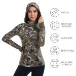 BASSDASH Women's UPF 50+ Camo Hunting Hoodie with Neck Gaiter Breathable Performance Long Sleeve Fishing Hooded Tee FS03W