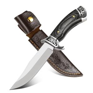 KnifZanthic Camping Fixed Blade Knife with Sheath-Outdoor Hunting Knife-Camping Bushcraft Knife with colorwood Handle-Outdoor Gear Christmas Gift for Men and Women