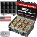 Waterproof Lockable Ammo Storage Box – Heavy Duty Ammo Organizer Case with 8 Adjustable Dividers for Handgun, Rifle & Shotgun Ammo, Secure Bullet Storage Crate Keeps Ammunition Safe & Organized