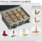 Waterproof Lockable Ammo Storage Box – Heavy Duty Ammo Organizer Case with 8 Adjustable Dividers for Handgun, Rifle & Shotgun Ammo, Secure Bullet Storage Crate Keeps Ammunition Safe & Organized