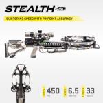 TenPoint Stealth 450 Crossbow, Veil Alpine - 450 FPS - Includes 100-yard EVO-X Marksman Elite Scope, ACUslide & 3 Pro Elite 400 Carbon Arrows