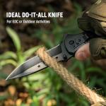 KEXMO Pocket Knife for Men - Sharp Blade Wood Handle Pocket Folding Knives with Clip, Glass Breaker - EDC Knives for Survival Camping Fishing Hiking Women, Large, Black