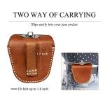 KOSIBATE Ammo Pouch, Genuine Leather Ammo Holder Bag Storage for .22 22LR .38 .45 Hunting Military Belt Gun Ammo Case Brown