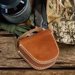 KOSIBATE Ammo Pouch, Genuine Leather Ammo Holder Bag Storage for .22 22LR .38 .45 Hunting Military Belt Gun Ammo Case Brown