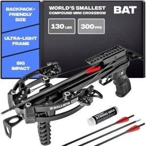 BALLISTA BAT Compound Mini Crossbow - Small Crossbow for Hunting, Fishing and Target - 300 FPS, 130 Lbs, 2.46 lbs