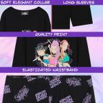 KPop Demon Hunters 2 Pc Pajamas Girls Teens 5–14 Yrs Officially Licensed T Shirt PJ Pants Huntrix Saja Boys Gifts for Girls (7-8 Years, Black Huntrix)