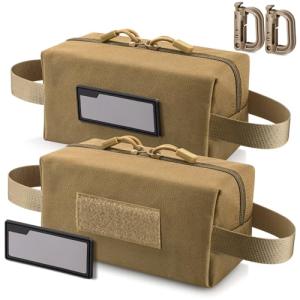 LIVANS Tactical Ammo Storage Pouch for Bullet 2-Pack Canvas Zipper Pouch Small Tool Bag Multi-Purpose Storage Organizer with ID Patch