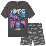 KPop Demon Hunters Officially Licensed Saja Boys 2-Pc Pajamas Set Girls 5–14 Yrs Lounge Set T Shirt Shorts, Gifts for Girls (7-8 Years, Grey Saja Boys)