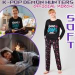 KPop Demon Hunters 2 Pc Pajamas Girls Teens 5–14 Yrs Officially Licensed T Shirt PJ Pants Huntrix Saja Boys Gifts for Girls (5-6 Years, Black Saja Boys)